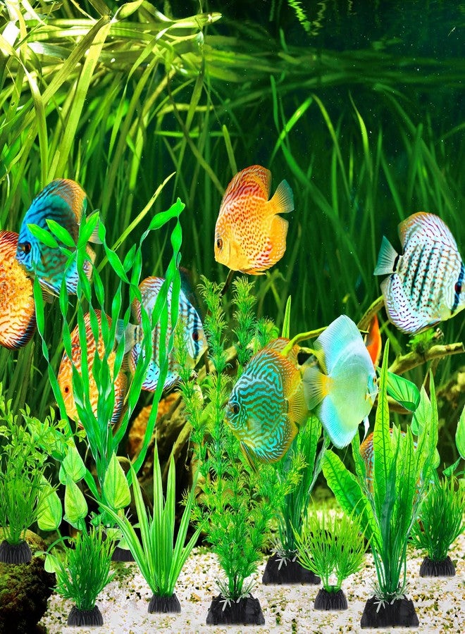 LSLYHTC 28Pcs Artificial Aquarium Plants, Green Fish Tank Decorations, Fish Tank Plants Decorations for Household and Office, Various Sizes - Image 5